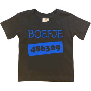 T-shirt Kinderen "Boefje 486309" | korte mouw | zwart/blauw | maat 110/116 (XS)