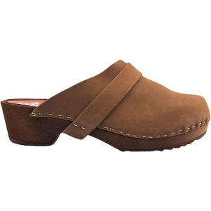 Dina Zweedse klompen bruin nubuck leer