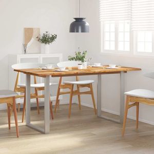 vidaXL - Eettafel - Massief Acaciahout - Industriële Stijl - Zilveren Poten