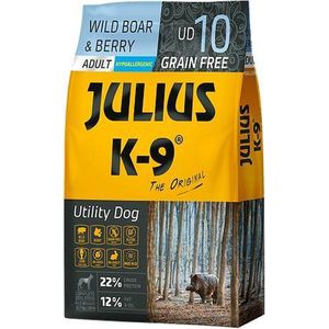 Julius K9 - Graanvrij en hypoallergeen hondenvoer - hondenbrokken op everzwijn/lam/rund & aardappel basis - voor volwassen honden - 10kg