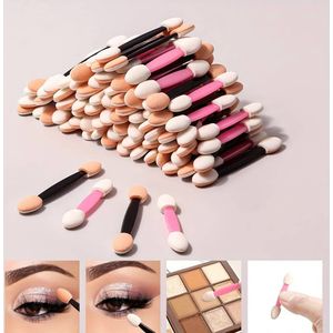 100 stuks oogschaduw kwastjes roze zwart