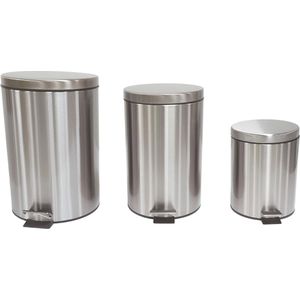 Vuilnisemmer 20 liter van roestvrij staal met voetpedaal en anti-vingerafdruk