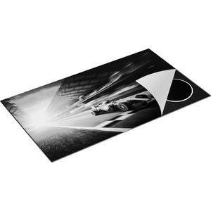 Chefcare Inductie Beschermer Formule 1 Auto bij de Finish in het Rood - Zwart Wit - 95x50 cm - Afdekplaat Inductie - Kookplaat Beschermer - Inductie Mat