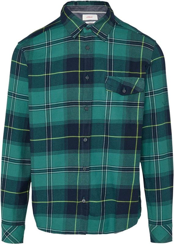 s.Oliver - Hemd - Geruit - Lichtgewicht Stretchkatoen