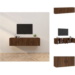 vidaXL TV-wandmeubel - Bruineiken - Set van 2 - 80 x 34.5 x 40 cm - Klassiek design - Kast