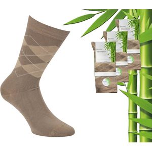 3 Paar Boru Bamboo Sokken - Bamboe - Square - Beige - Maat 43-45