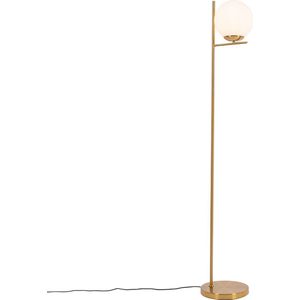 QAZQA flore - Design Vloerlamps-sStaande Lamp - 1 lichts - H 150 cm - Goud/messing - Woonkamers-sSlaapkamers-sKeuken