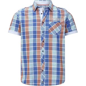 Jan Vanderstorm herren Overhemd Met Korte Mouwen - 45/46 - blauw