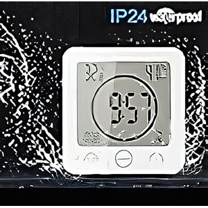 Dagelijks Waterdichte Douche Klok, Badkamer Douche Timer Alarm Klok met groot LCD Display Vochtigheid Temperatuur Display Timer Touch Controle Countdown Timer Klok voor Thuis Keuken Badkamer