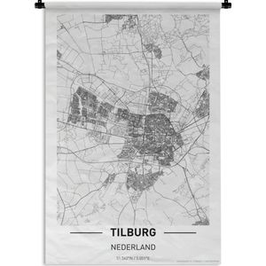 Wandkleed Top 50 Nederland staande- Stadskaart Tilburg Wandkleed katoen 120x180 cm - Wandtapijt met foto XXL / Groot formaat!