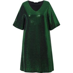 MIAMODA MIAMODA - Dames - Jurk A-lijn pailletjes-look 3/4-mouwen - Meigroen - Maat 46