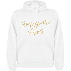 Witte Zomer Hoodie – Summer Vibes in Goud - Design By Eizook