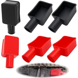 Allecto Plus - Accupoolkappen 6 stuks in rood en zwart voor auto, vrachtwagen, motor