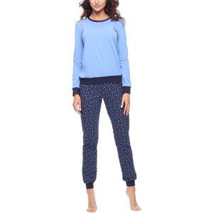Merry Style – Damespyjama – Tweedelig – Lang - Blauw/ster marineblauw – XXL - Kleurrijk met Patroon - MS-MS10-268-PJ