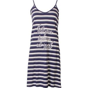 Tenderness Dames Nachthemd - Katoen - Gestreept - Donker Blauw - Maat XL