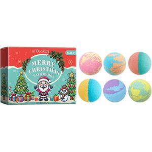 Kerstkleurige badbal met bubbeldouchegeur, hydraterende, langdurige geur, plantenreinigende badbal