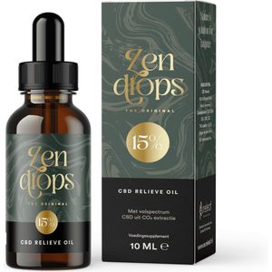 Eureleaf Zendrops CBD olie 15% - 10ml natuurlijke hennepolie, vol spectrum CBD, Europees natuurproduct, Vegan olie, Cannabidiol