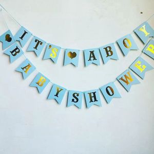 It's a Boy Babyshower Banner Blauw met Goud - Slinger - Babyshower - Gender Reveal - Kraamfeest - Geboorte - Slinger - Babyblauw - Jongen