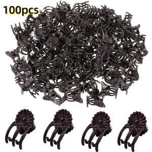 100 stuks - Plastic Plant Orchidee Bevestigingsclips - Tuin Bloem Ondersteuningspaal - Antislip Clip Paal Ondersteuning voor Stengels en Wijnstok en Stengel Groei (Bruin)
