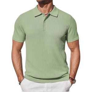 Gebreid Poloshirt Heren Korte Mouwen Zomer Regular Fit Casual Golf Shirts