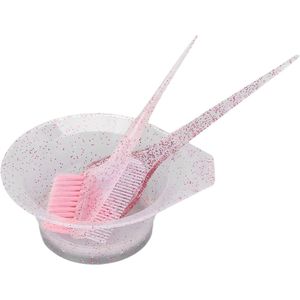 3 stuks haarkleurborstel en komset - kappers kleurkam - haarverfgereedschap set voor thuissalon gebruik - roze