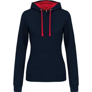 Kariban Damessweater met capuchon in contrasterende kleur K465 - NAVY / RED - M