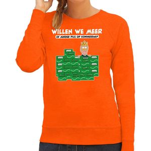 Bellatio Decorations Koningsdag sweater dames - meer of minder - bier/pils - oranje - feestkleding XXL