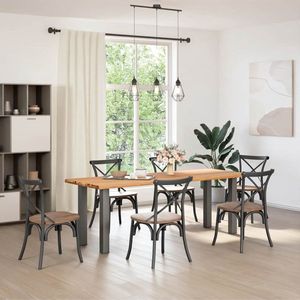 vidaXL Eettafel - Eettafels - Eetkamertafel - Keukentafel - Eettafel met natuurlijke rand 220x80x74 cm massief eikenhout