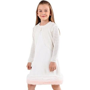Minora Baby /Kind Bolero- Gebreid Meisjesvest - Knoopsluiting - Ronde Hals - Lange Mouwen - Kort Lichaam- Dagelijks En Speciale Gelegenheden-Meisjesmode-Feestjurk-Bot- 6 Maanden-Sinterklaas cadeautjes