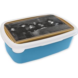 Broodtrommel Blauw - Lunchbox - Brooddoos - Kunst - Van Rijn - Lijsten - Goud - 18x12x6 cm - Kinderen - Jongen