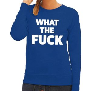What the Fuck tekst sweater blauw dames - dames trui What the Fuck S