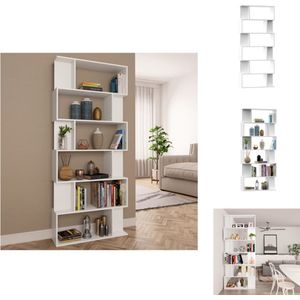 vidaXL Boekenkast - Wit - 80 x 24 x 192 cm - 6 grote vakken + 12 kleine vakken - Kast