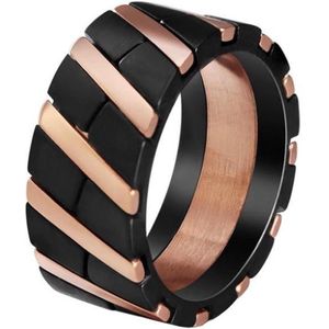 Edelstaal heren ring Diagonal Stripe Black Rose-20mm