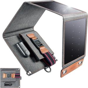 Zylo® Draagbaar Zonnepaneel - Solar Charger - Opvouwbaar Zonnepaneel - 14w - 66x15x4cm - Zwart