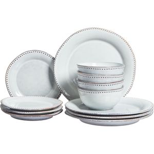 Beliani - Chervil - Serviesset - Lichtblauw - 12 delig - Steengoed