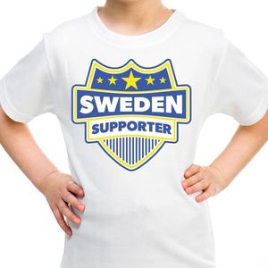 Sweden supporter schild t-shirt wit voor kinderen - Zweden landen shirt / kleding - EK / WK / Olympische spelen outfit 134/140