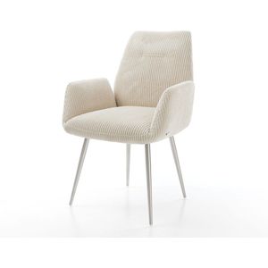 Gestoffeerde-stoel Zoa-Flex 4-poot conisch roestvrij staal koord beige pocketveer kern
