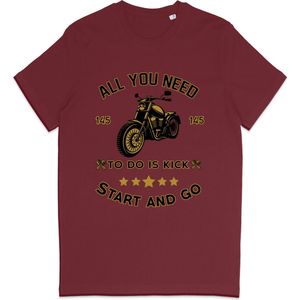 T Shirt Heren Dames - Motorrijder - Biker - Bordeaux Rood- XS