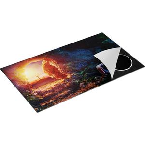 Chefcare Inductie Beschermer Kruisiging bij Zonsopgang - Opstanding Jezus - 90x50 cm - Afdekplaat Inductie - Kookplaat Beschermer - Inductie Mat