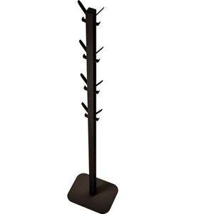 Gorillz Atomy - kapstok staand - Staande Kapstok - 16 haken - Metaal - 180 cm - Zwart