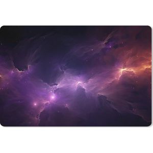 Muismat XXL - Bureau onderlegger - Bureau mat - Galaxy - Neon - Paars - Sterren - Gaming - 120x80 cm - XXL muismat - Geschikt voor Gaming Muis en Gaming PC set-up