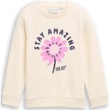 Tom Tailor - Sweater - Dove White - Met Frontprint - Voor Meisjes
