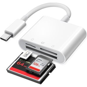 NÖRDIC USB C Kaartlezer - CF, SD, MicroSD - Geschikt Laptop, Tablet, Smartphone & PC