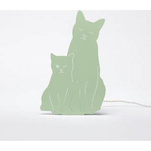 Goodnight Light Decoupage Lamp Kitties - Mint