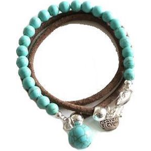 Heaven Eleven - Leren wikkel armband met turquoise