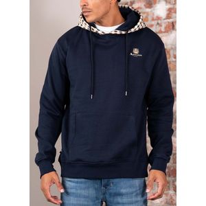 Aquascutum - Active Club Check - Hoodie - Navy - 100% Katoen Brushed Fleece