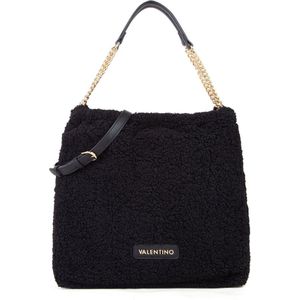 Valentino Qube - Shopper - Zwart - Teddystof - Imitatieleer