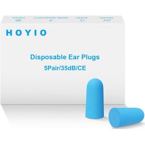Oordopjes Schuimrubber 35dB Ruisonderdrukking - 5 Paar Blauw