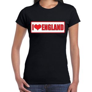 I love England / Engeland landen t-shirt zwart dames - Engeland landen shirt / kleding - EK / WK / Olympische spelen outfit S