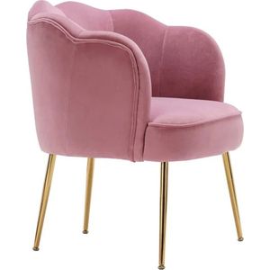 Jemaison® Luxe velvet fauteuil - Roze - Gouden poten - fauteuil design - Fauteuils - Stoelen - Velvet - 64 x 66 x 82 cm